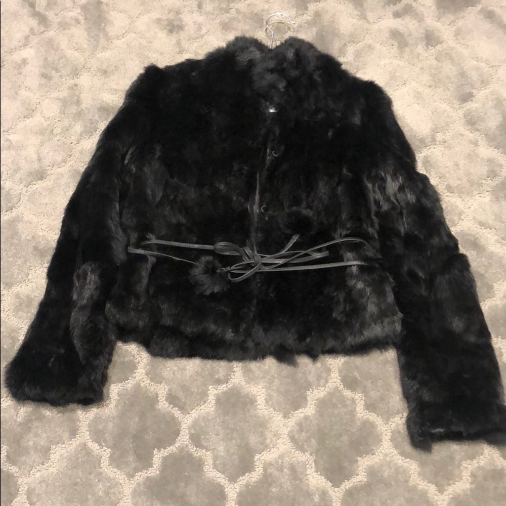 Black rabbit fur jacket
